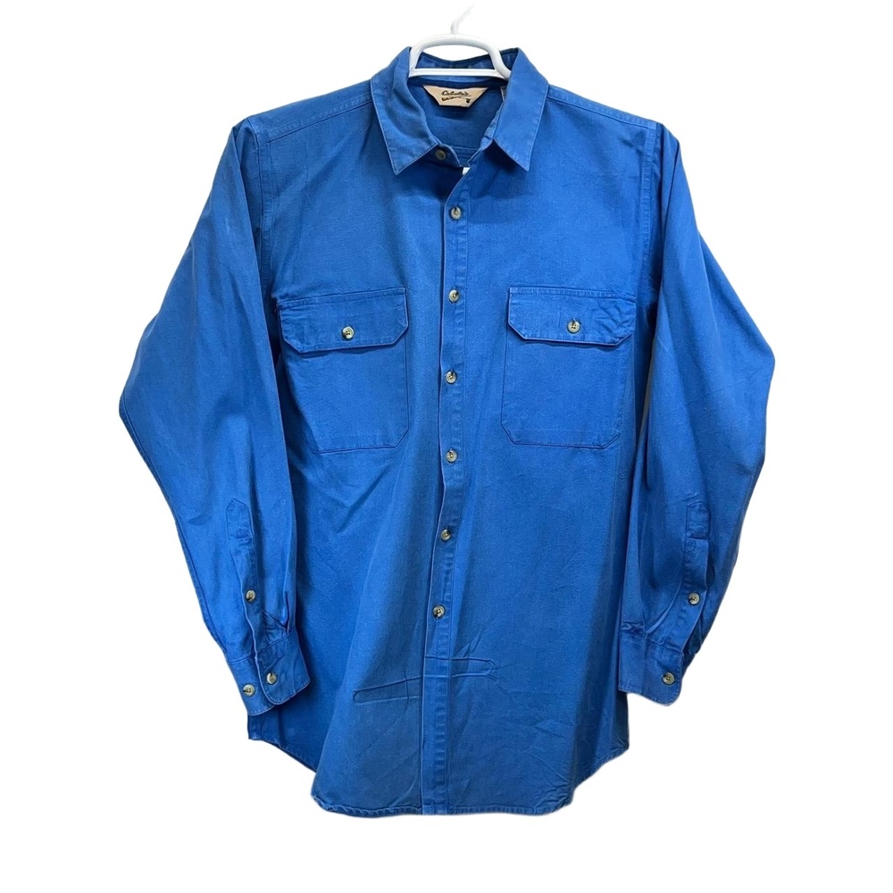 Vintage Cabelas Outdoors Mens Blue Cotton Chamois L/S Button Down Shirt Medium